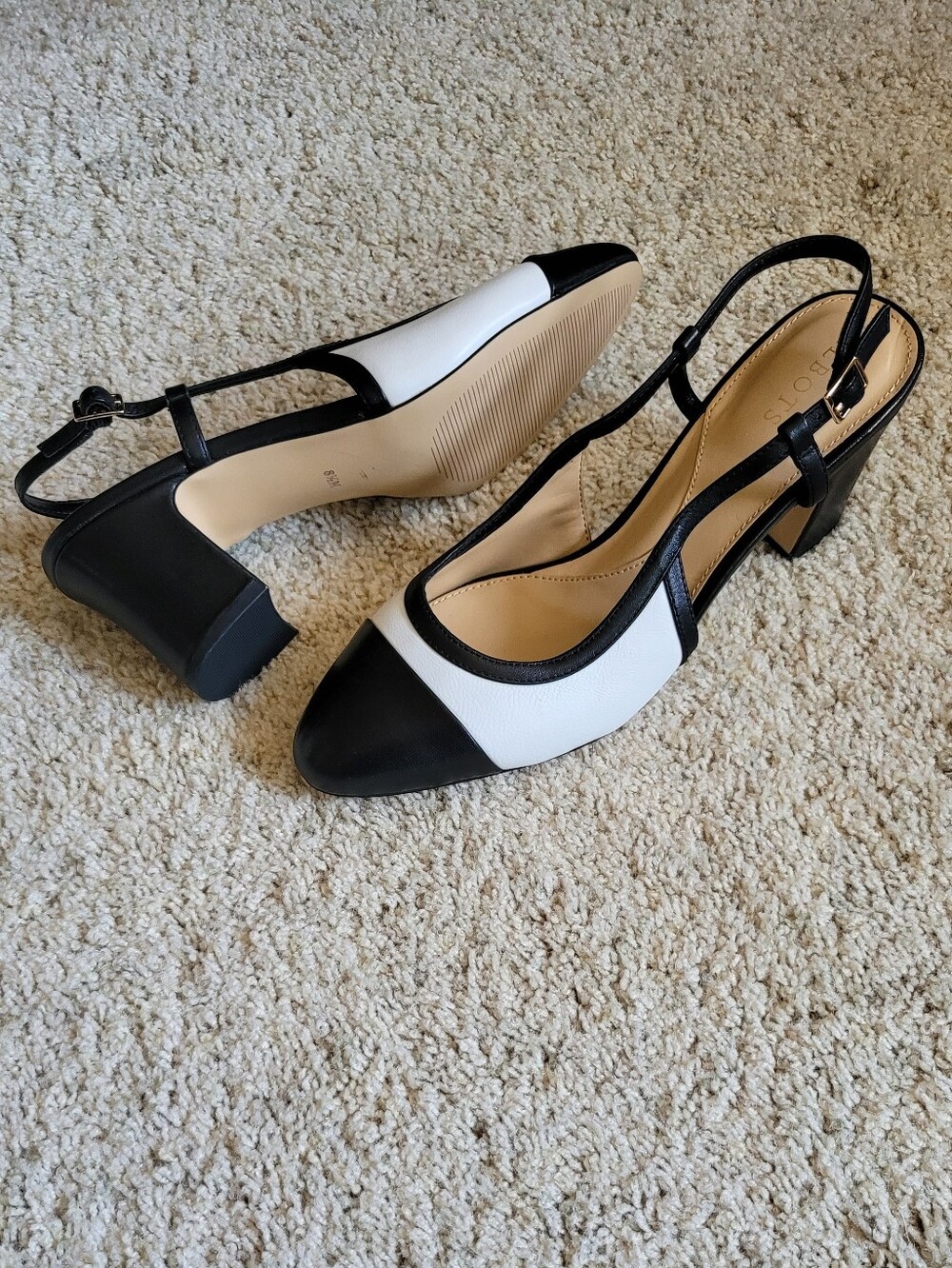 Impressive 2 Tone leather Slingbacks  With Block Heels Talbots Never Worn
